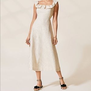 Pinstripe Ruffle Flare Dress